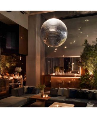 24" Large Disco Ball Mirror Big Hanging Glass Decor for 70s 80s Party Events Wedding DJ Dance Club Stage Lighting Silver