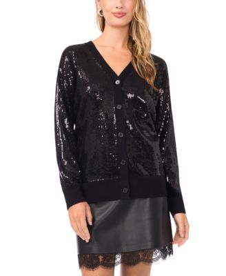 Women's Sequined V-Neck Cardigan Sweater