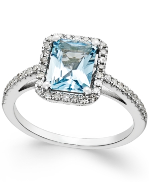 image of Aquamarine (1-1/5 ct. t.w.) and Diamond (1/4 ct. t.w.) Ring in 14k White Gold