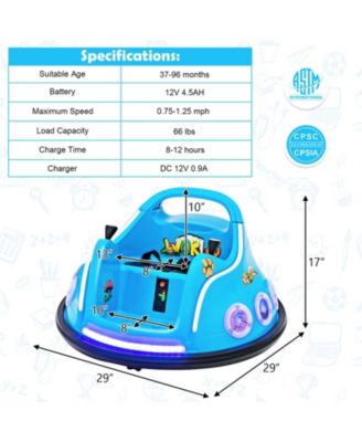 12V Electric Ride On Car with Remote Control and Flashing LED Lights