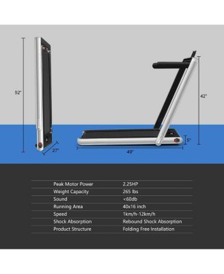 2-in-1 Electric Folding Treadmill with Dual Display for Home Fitness, Silver