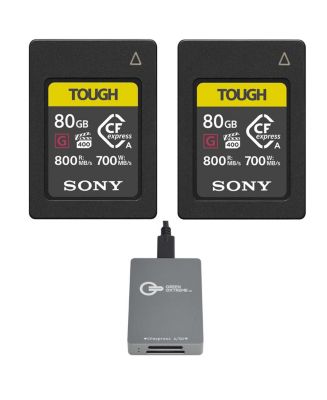 Sony TOUGH 80GB CFexpress Type-A Memory Card, 2-Pack, Bundle with