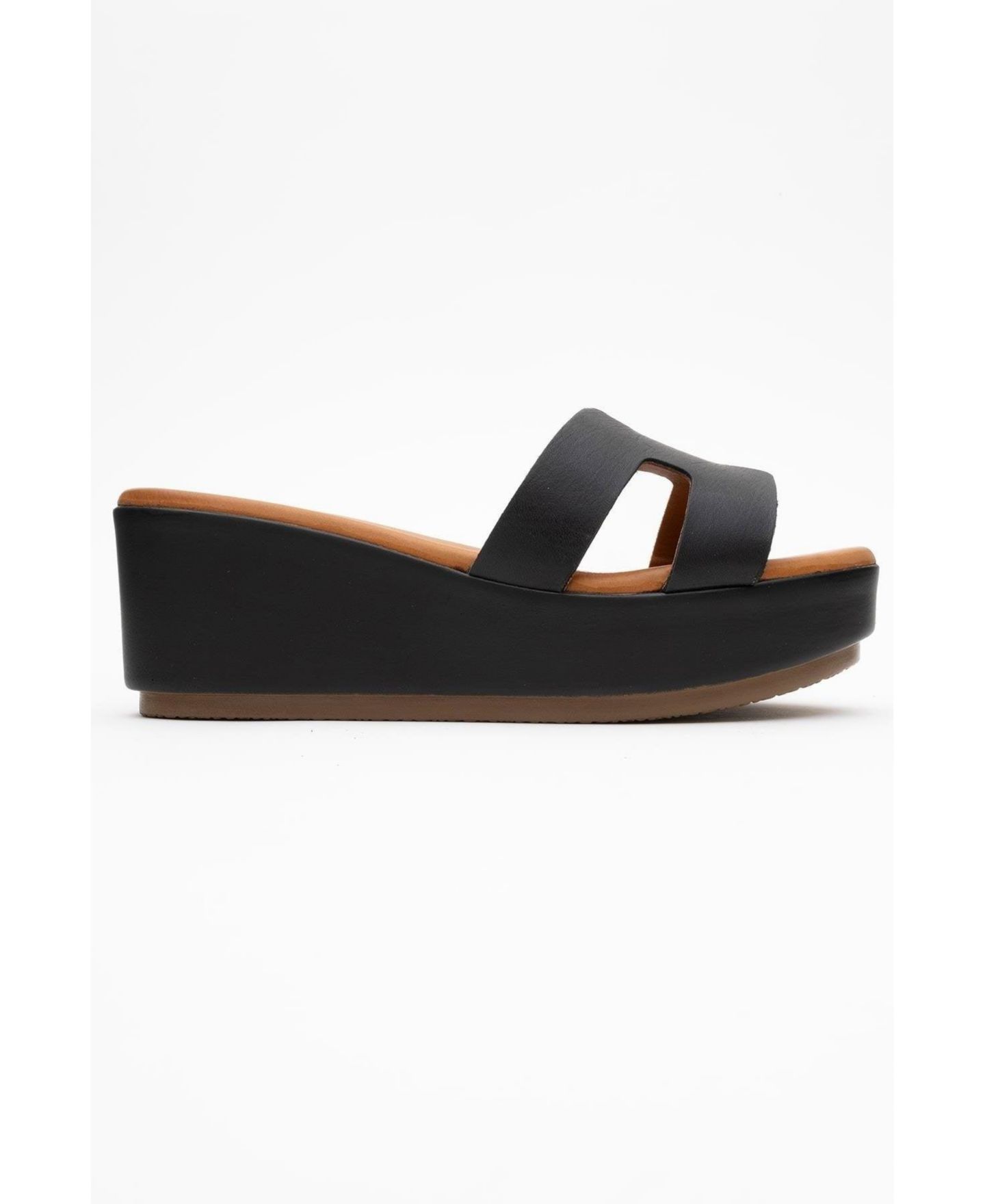 Женские сандалии Forever & Always Shoes Lia Leather Platform Sandal (Women), цвет: Чёрный кожаный — фото 6