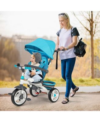 Toddler Tricycle Stroller 6-in-1 Push Trike w/ Removable 5-Position Canopy