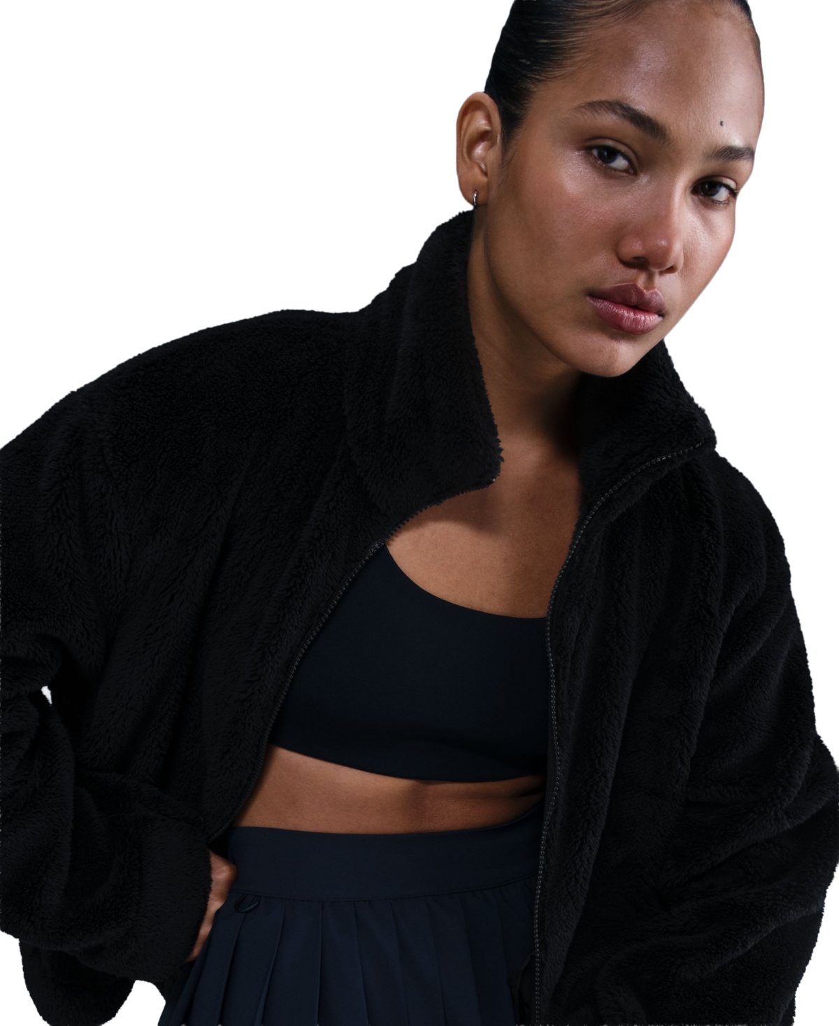 Nike Women's Essential Sherpa High-pile Fleece Jacket In Black