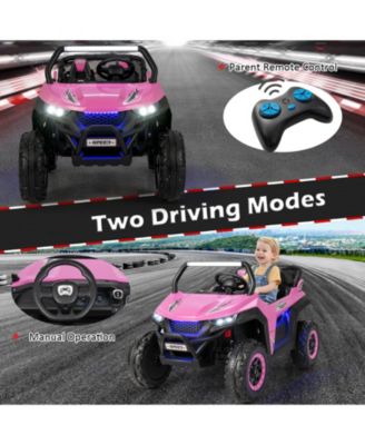 12V Two-Seater Kids Ride On UTV with Slow Start Function and Music, Pink
