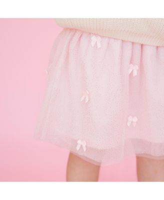 Little and Big Girls Blush Bows Tutu Skirt
