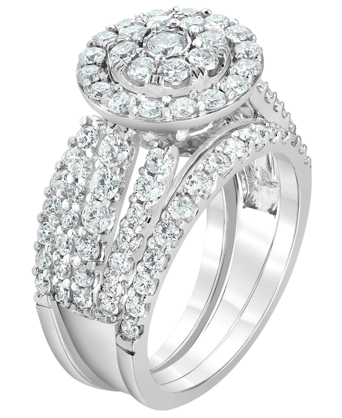 Macy's Certified Diamond Bridal Set Two Band Ring (2 Ct. T.w.) In 14k White Gold In Silver
