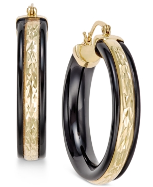 image of Onyx Hoop Earrings (26 ct. t.w.) in 14k Gold