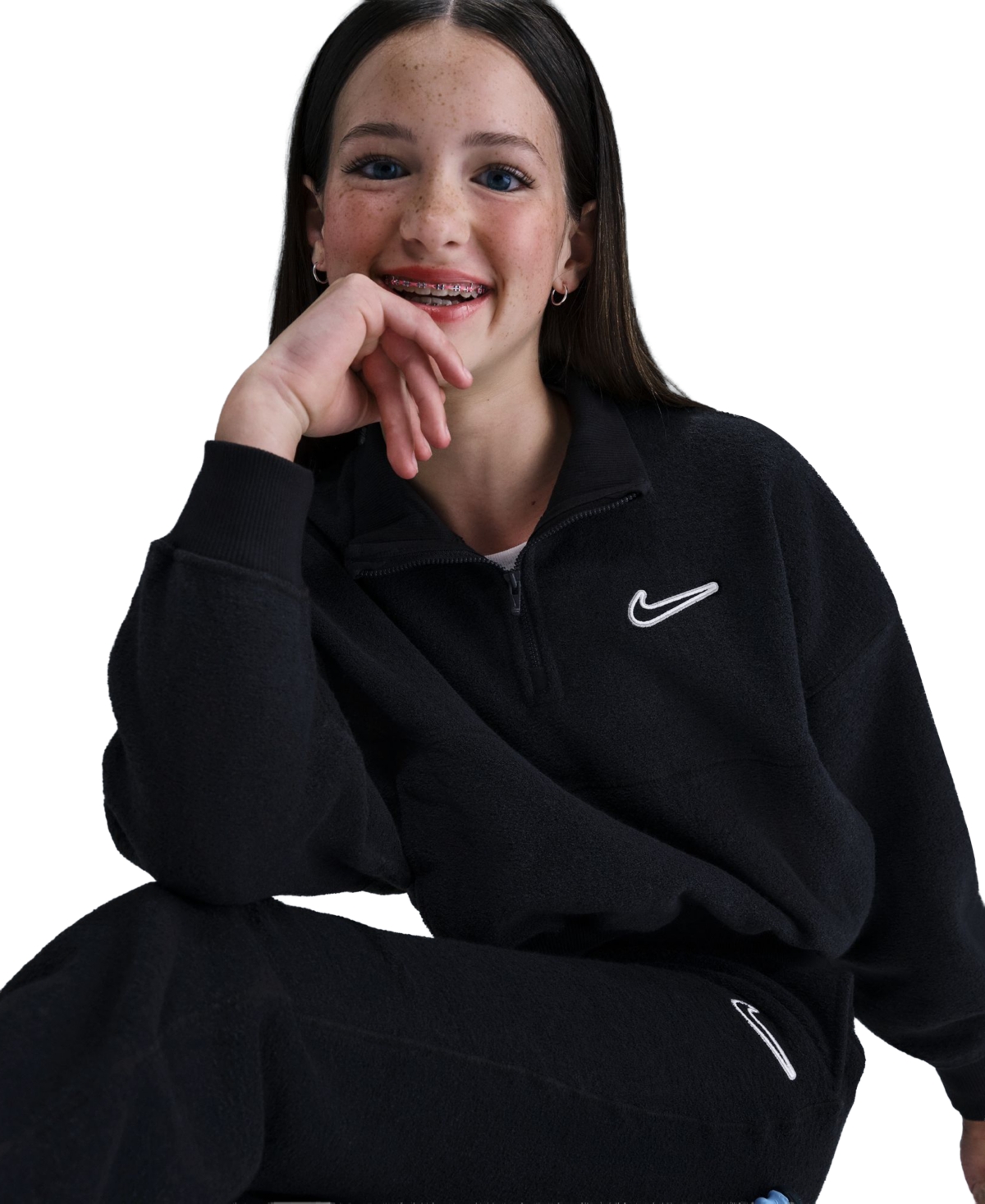 Nike Girls 7-16 Long Sleeves Fleece Top
