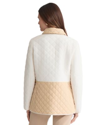 Petite Collar Colorblock Quilted Jacket