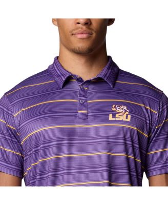 Men's Purple LSU Tigers PFG Super Terminal Tackle Omni-Shade Stripe Polo Shirt
