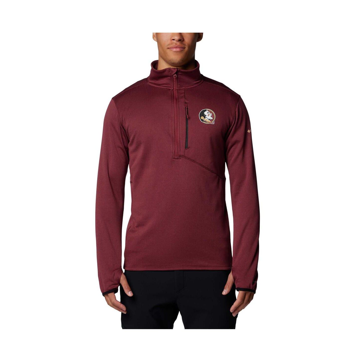Мужская куртка Columbia Garnet Florida State Seminoles Park View Grid Fleece Omni-Wick Half-Zip — фото 1