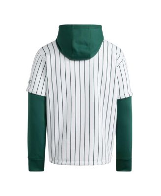 Men's White/Green Miami Hurricanes Baseball Jersey Hoodie
