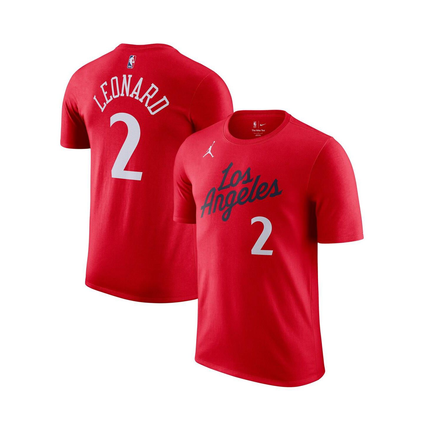 Мужская футболка Jordan Kawhi Leonard Red LA Clippers Statement Edition Name & Number — фото 1