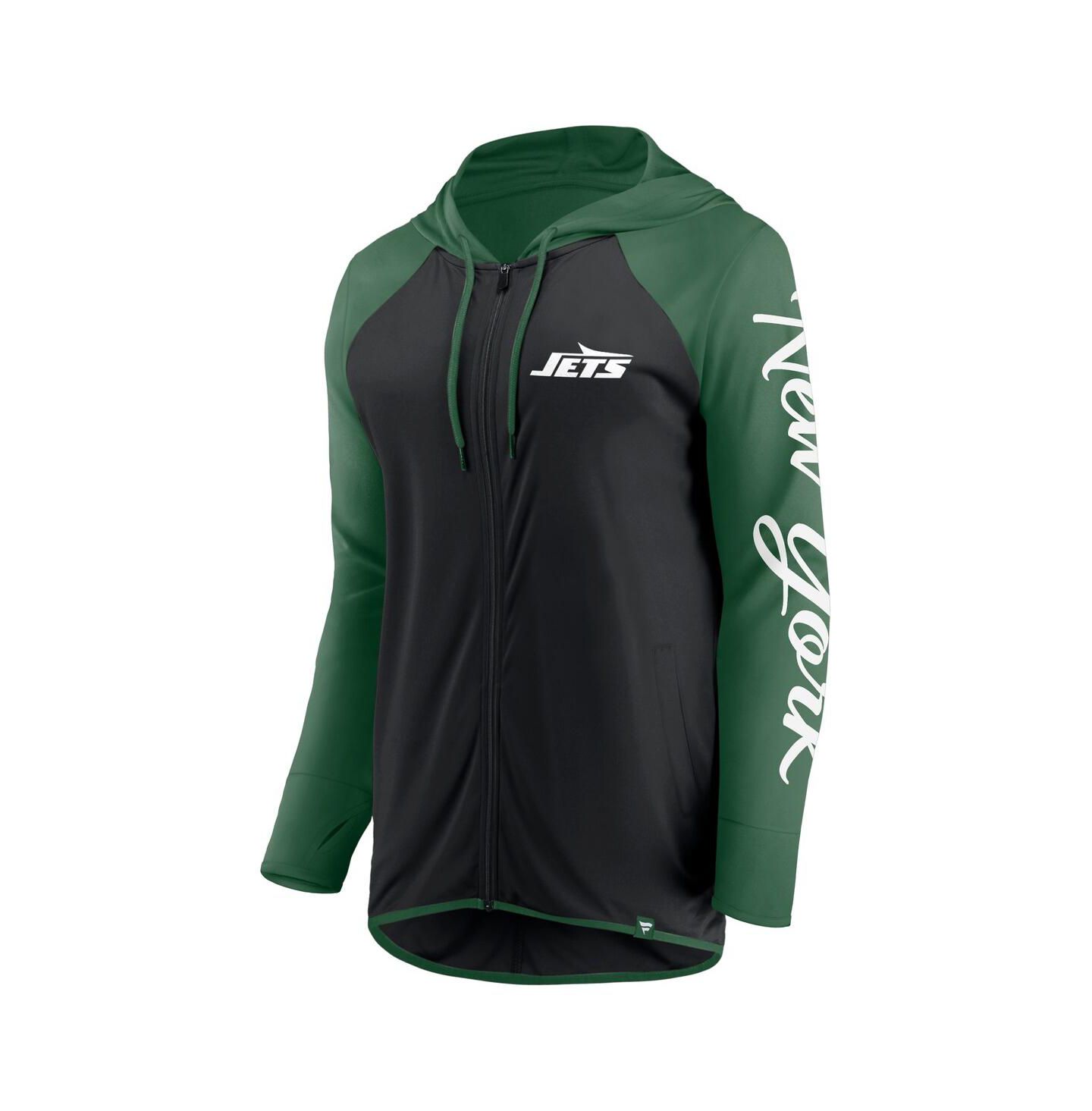 Женское худи Fanatics Black/Green New York Jets Script Full-Zip — фото 2