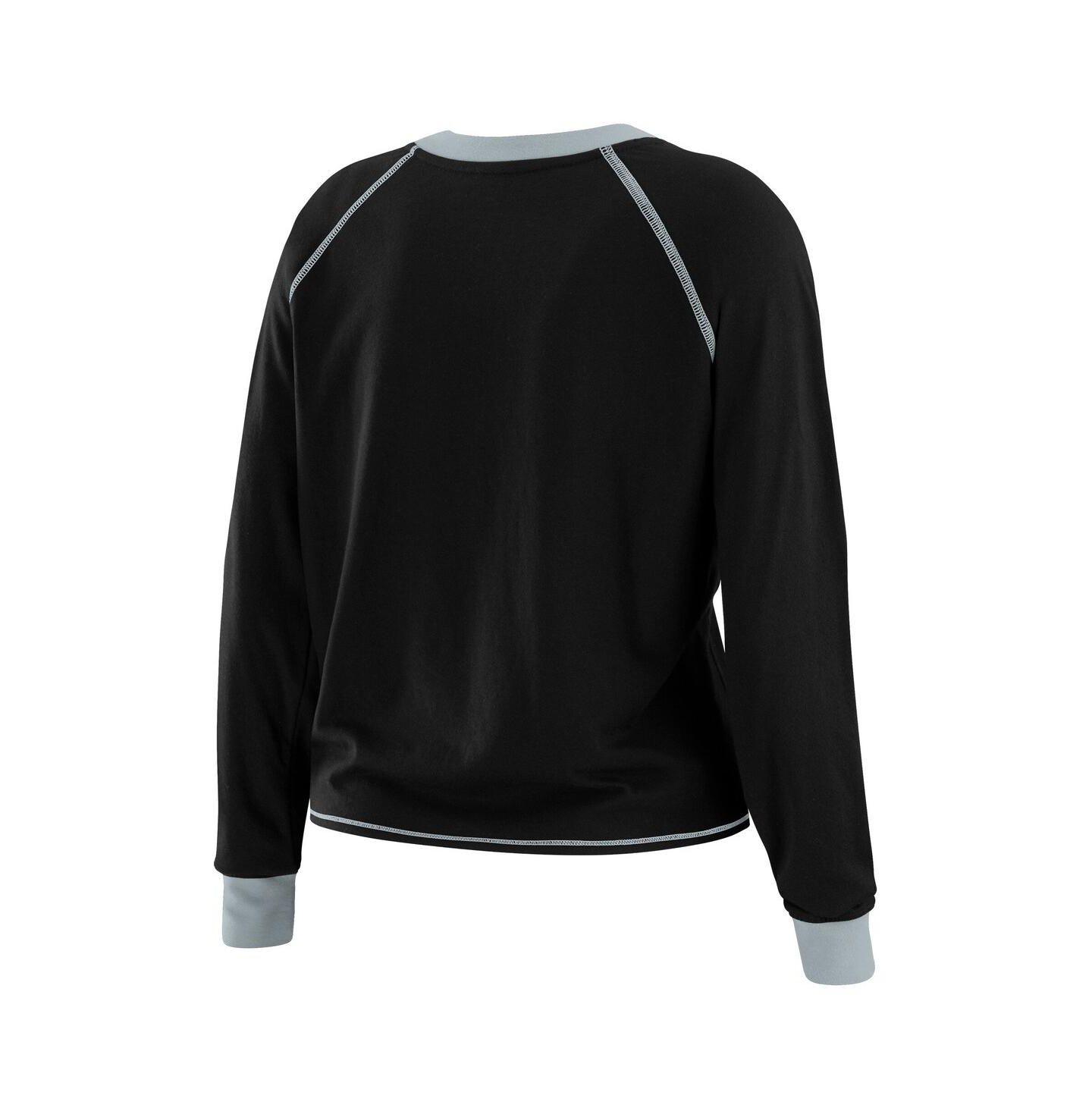 Женский топ WEAR by Erin Andrews Black/Gray Las Vegas Raiders Plus Size Tie-Front Long Sleeve — фото 2