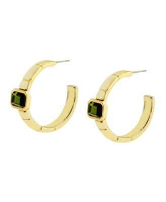 Olivine Gem Watch Chain Hoop Earrings