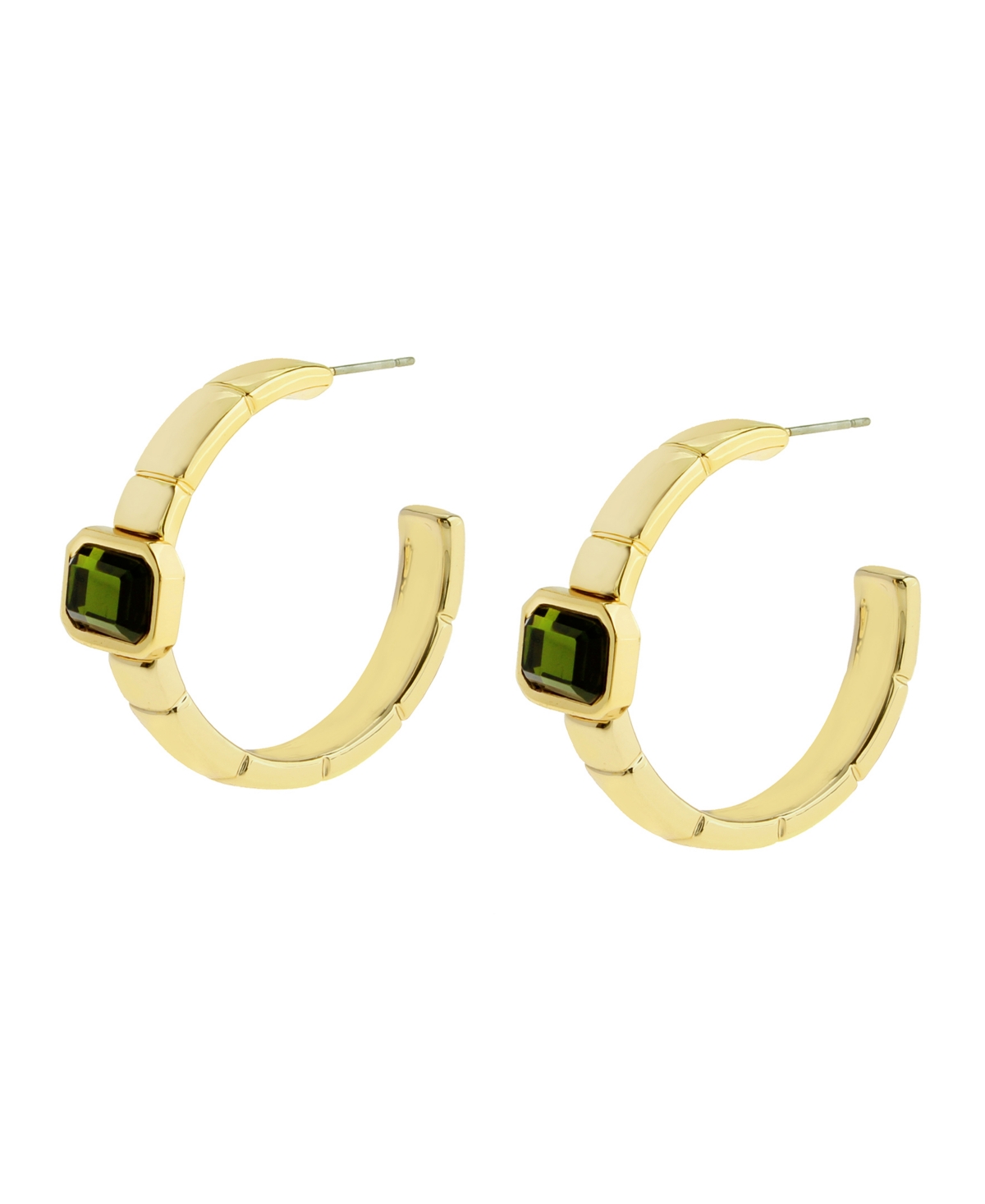 Steve Madden Olivine Gem Watch Chain Hoop Earrings