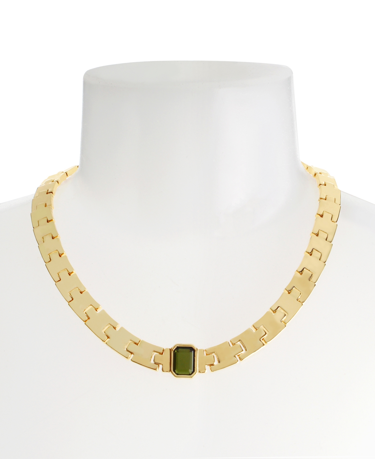 Steve Madden Olivine Gem Watch Chain Collar Necklace In Gold
