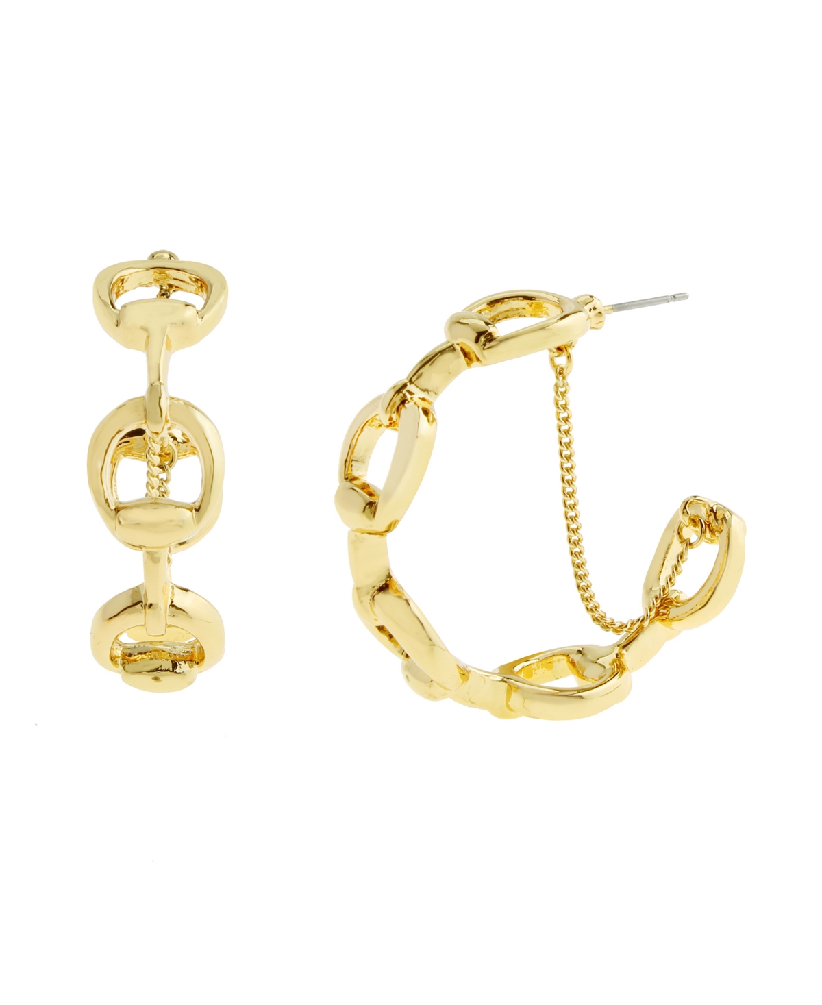 Steve Madden Gold Collegiate C Link Chain Hoop Earrings In Gold
