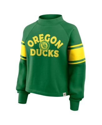 Women's Green Oregon Ducks Oversized Hometown Premium Punt Coverage Raglan Pullover Sweatshirt