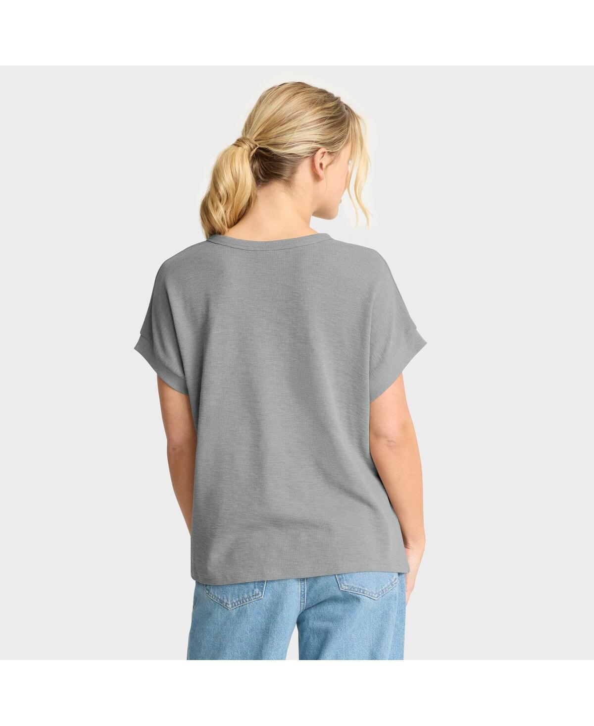 Fanatics Women's Heather Gray Philadelphia Eagles Oversized Hometown Premium Henley Shirt