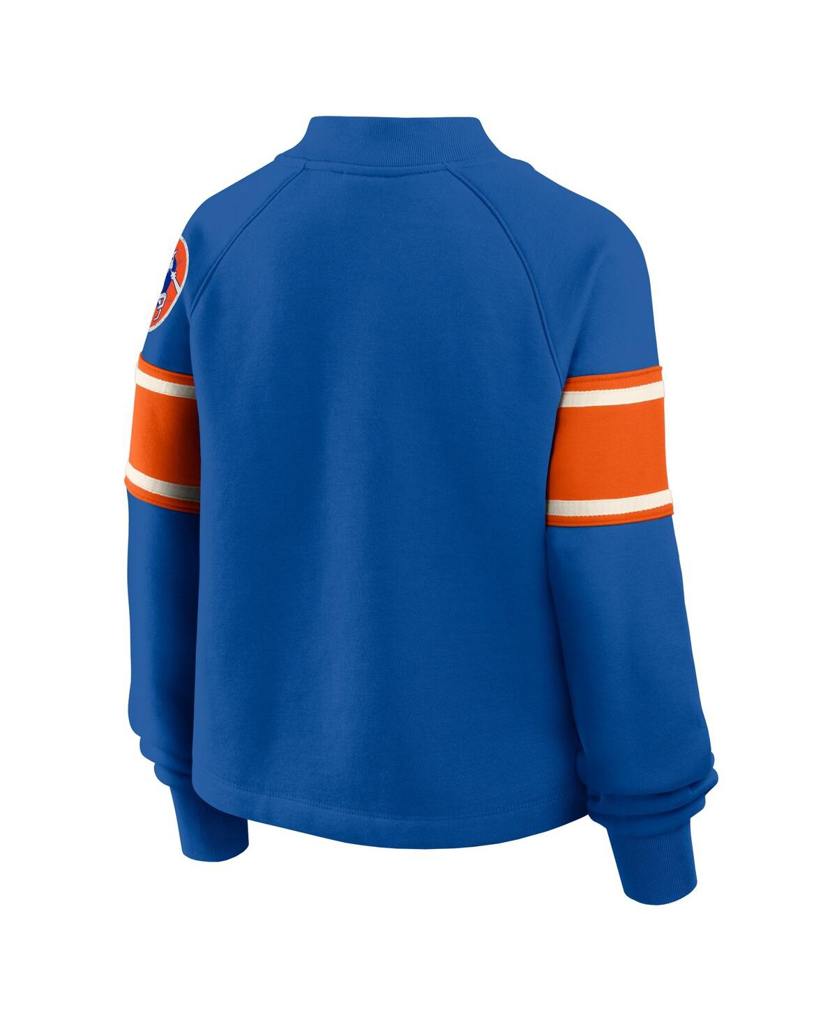 Fanatics Women's Royal Denver Broncos Oversized Hometown Toss Sweep Mock Neck Pullover Hoodie In Blue