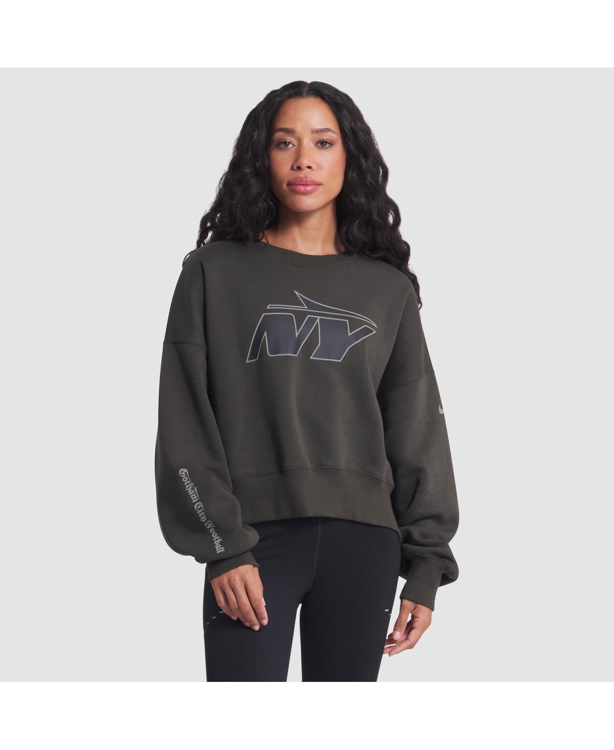 Nike Women's Gotham Green New York Jets 2025 Rivalries Collection Oversized Phoenix Fleece Sweatshirt In Gray