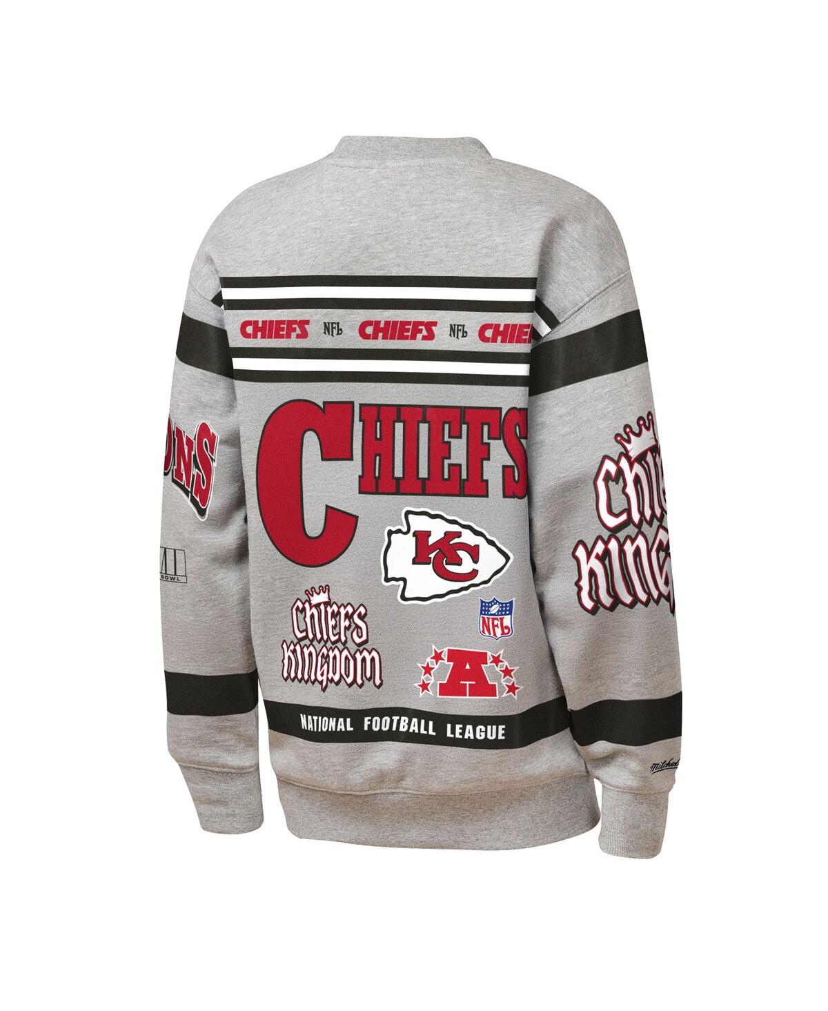 Mitchell & Ness Big Boys And Girls Gray Kansas City Chiefs Throwback All-over Print Fleece Sweatshirt In Gray