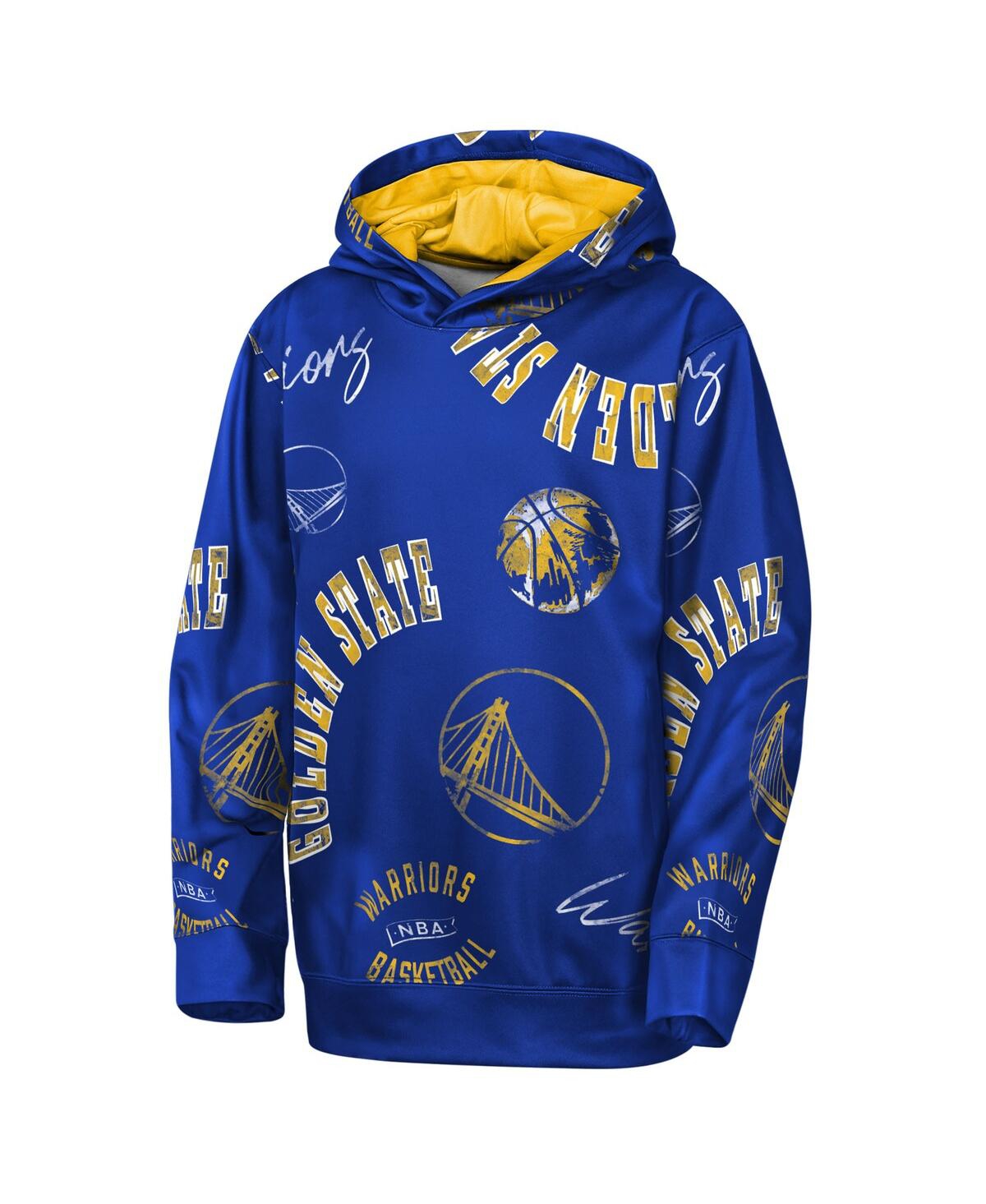 Outerstuff Big Boys And Girls Royal Golden State Warriors Moving Violation Hoodie In Blue