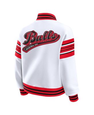 Women's White Chicago Bulls Snap Front Fleece Sweatshirt