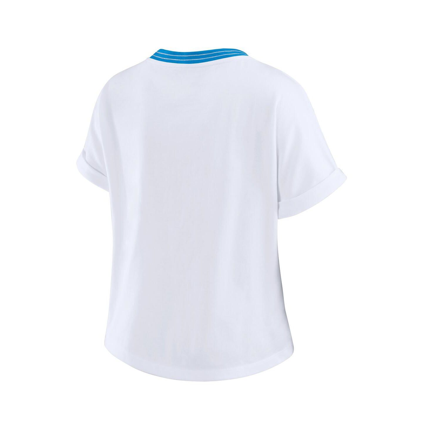 Женская футболка WEAR by Erin Andrews White Houston Oilers Cropped Center Stripe Dolman — фото 3