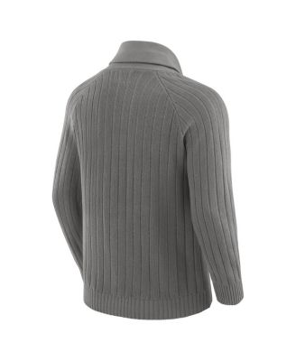 Men's Graphite New York Giants the Playmaker Cardigan Raglan Sweater