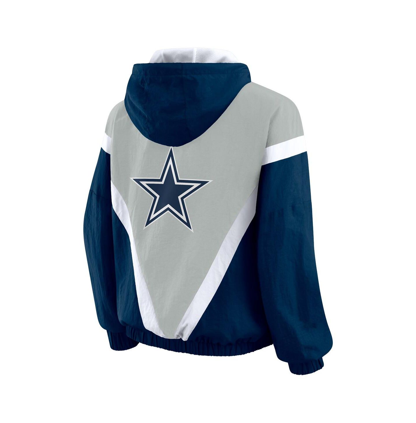 Женская куртка WEAR by Erin Andrews Navy/Gray Dallas Cowboys Plus Size Retro Crinkle Full-Zip Windbreaker — фото 2