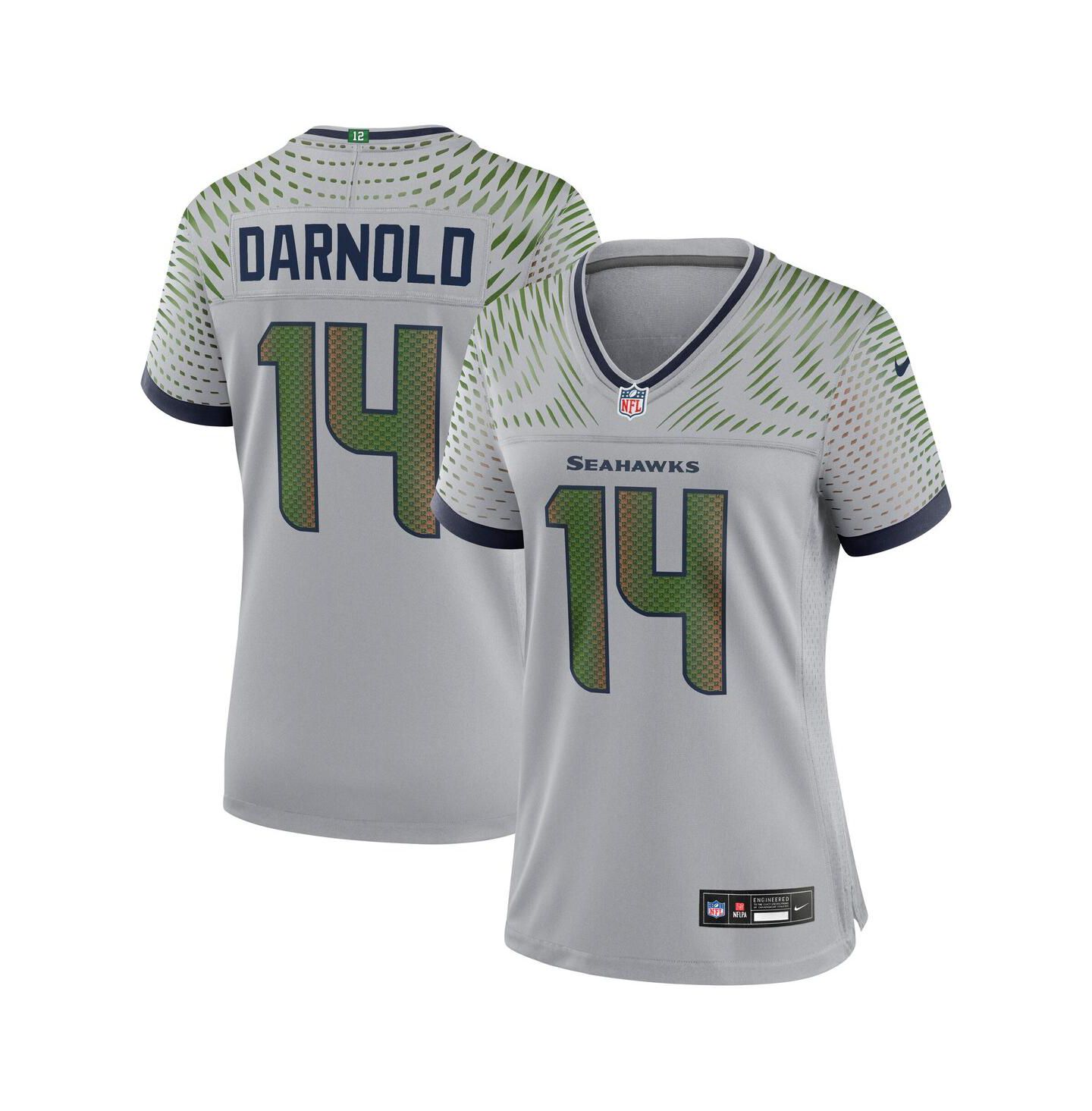 Женский топ Nike Sam Darnold Wolf Gray Seattle Seahawks 2025 Rivalries Collection Game Jersey — фото 1