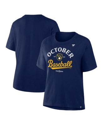 Fanatics - Women's Navy Milwaukee Brewers 2025 MLB Postseason Locker Room T-Shirt