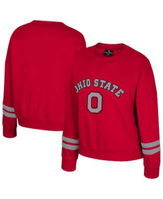 Colosseum - Women's Scarlet Ohio State Buckeyes Splashy Crewneck Fleece Sweatshirt