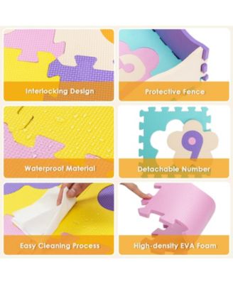75 Piece Baby Foam Interlocking Play Mat with Fence and Detachable Numbers