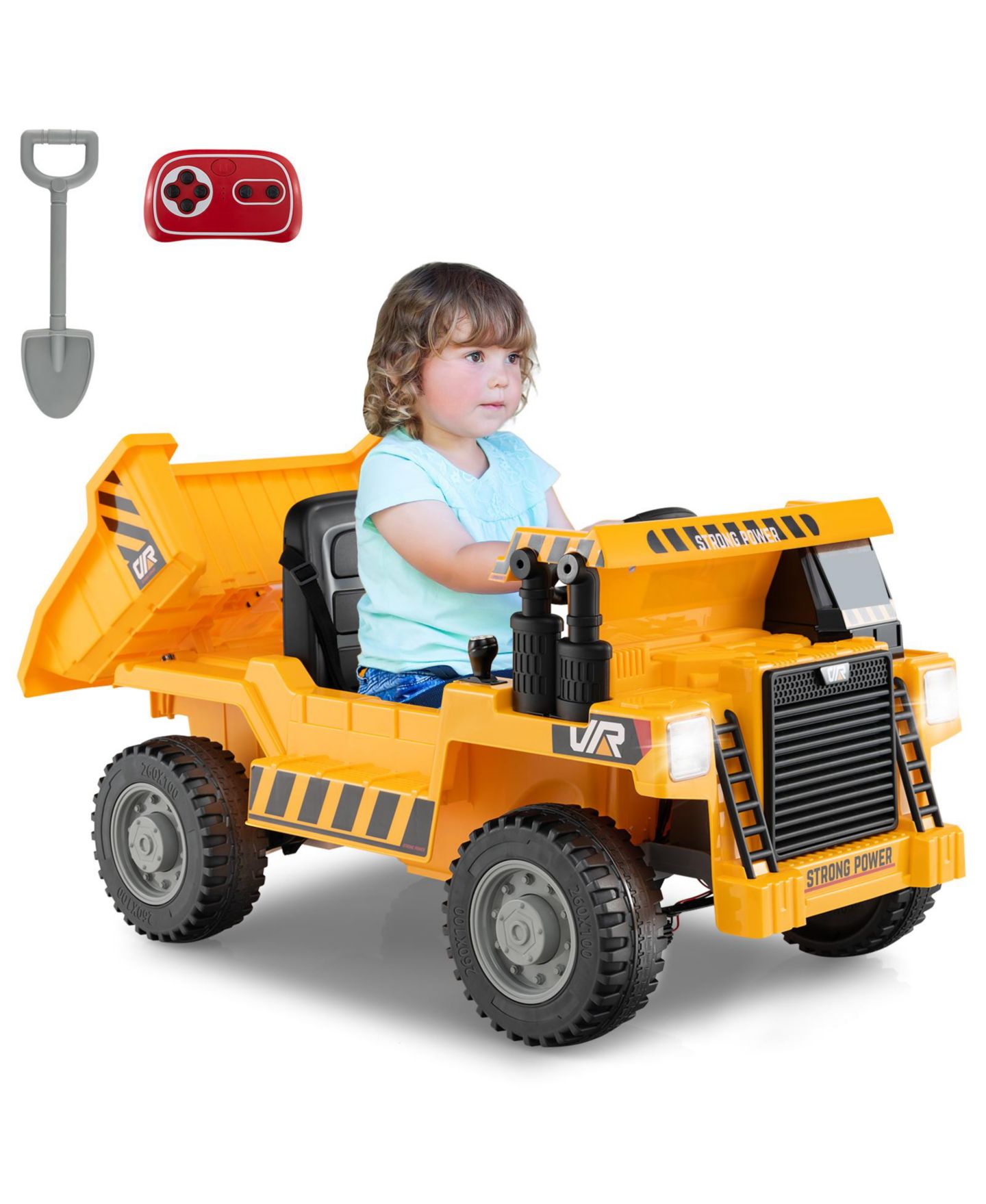 Детская игрушка HONGGE 12V Ride On Dump Truck with Motorized Dump Bed and Remote Control, Ages 3-7, цвет: Жёлтый — фото 1