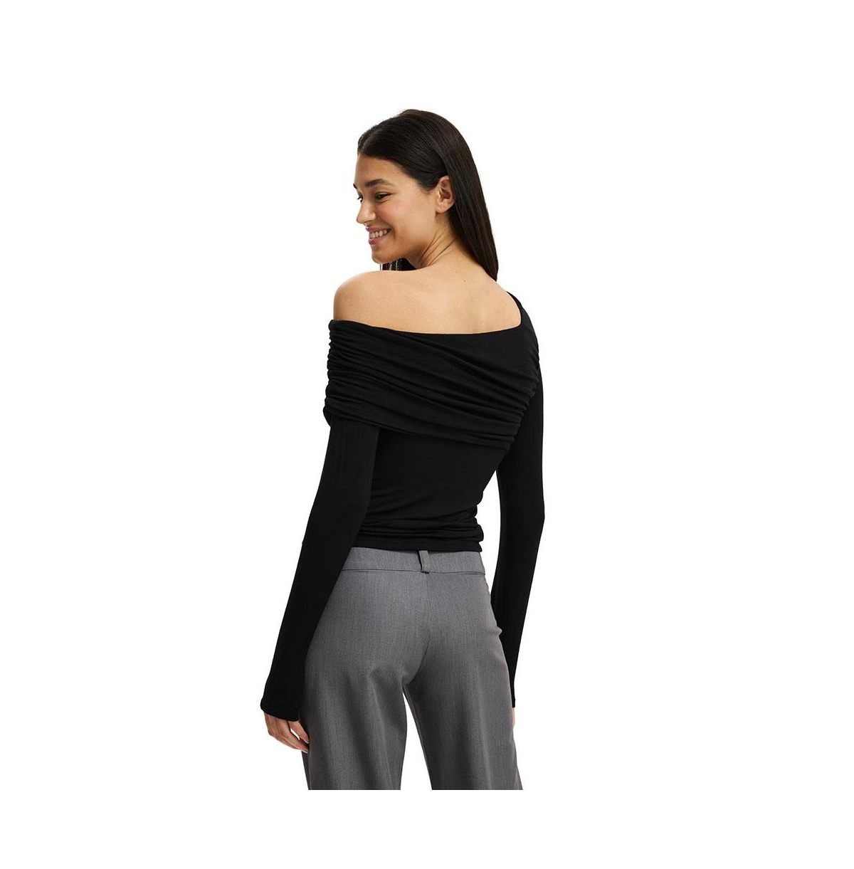 Cotton On Women's One Shoulder Base Layer Long Sleeve