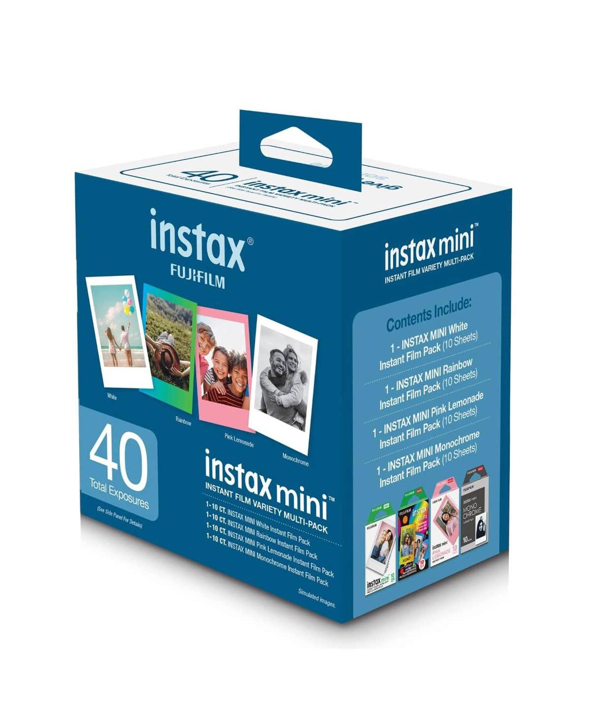 Fujifilm Instax Mini Instant Film Variety Value Pack, 40 Exposures, With Slinger Instax Mini Film Photo Album, Smoky White