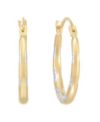 Polished Pattern Hoop Earrings in 14K Yellow Gold