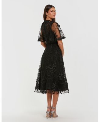 Women's Flutter Sleeve Embroidered Midi Dress