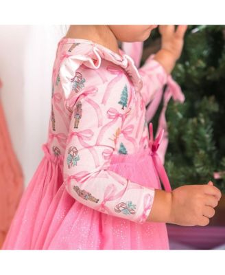 Big Girls Nutcracker Trellis Christmas Long Sleeve Tutu Dress