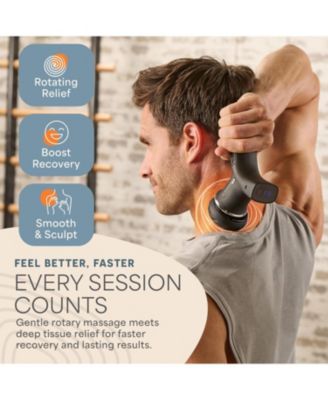 Spinergy Oil-Compatible Massage Gun – Deep Tissue Rotary Handheld Muscle Massager with 4 Heads, 6 Speeds & Lavender Oil