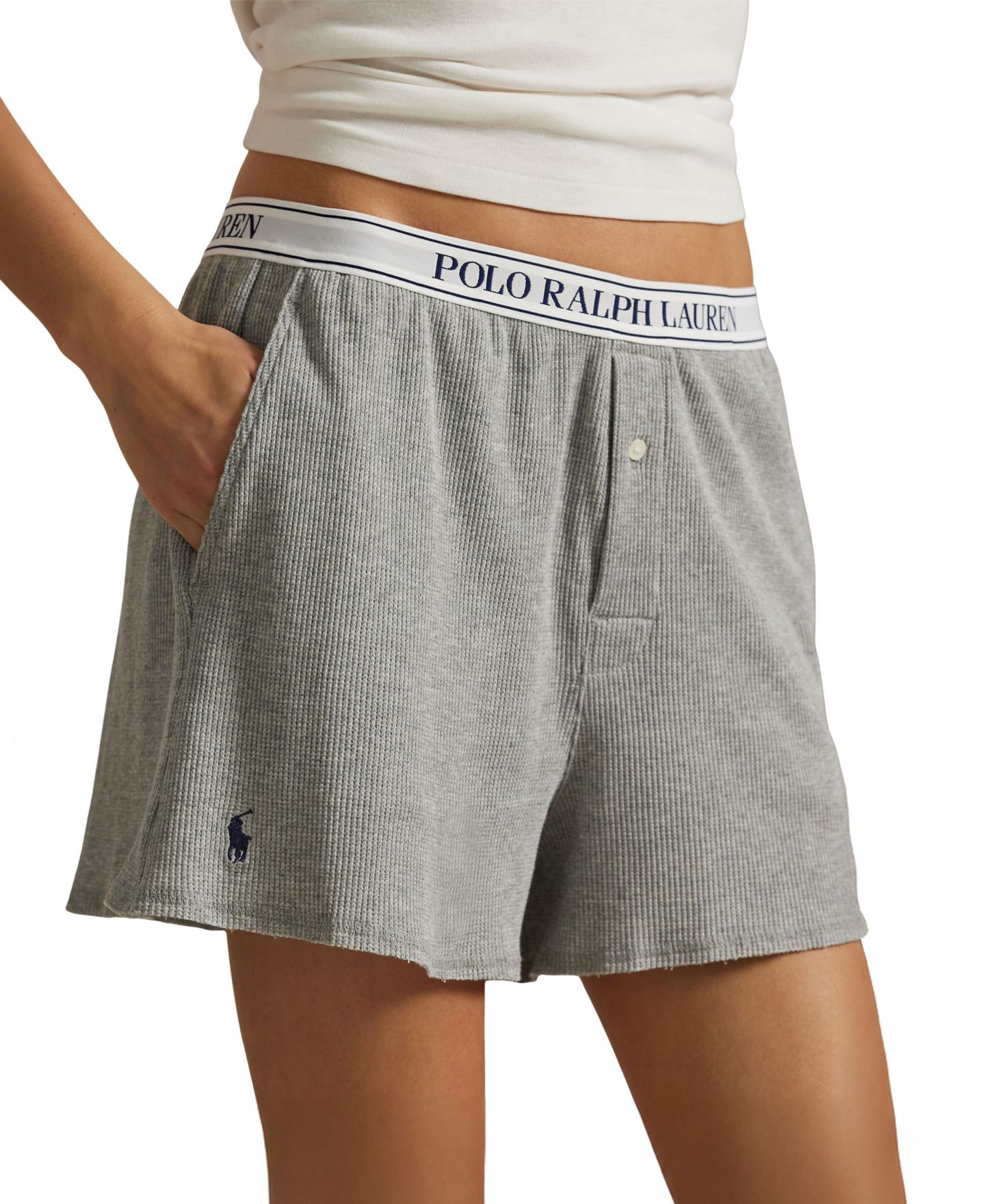 Женские трусы Polo Ralph Lauren Pull-On Waistband Boxer Shorts, цвет: Серый — фото 3