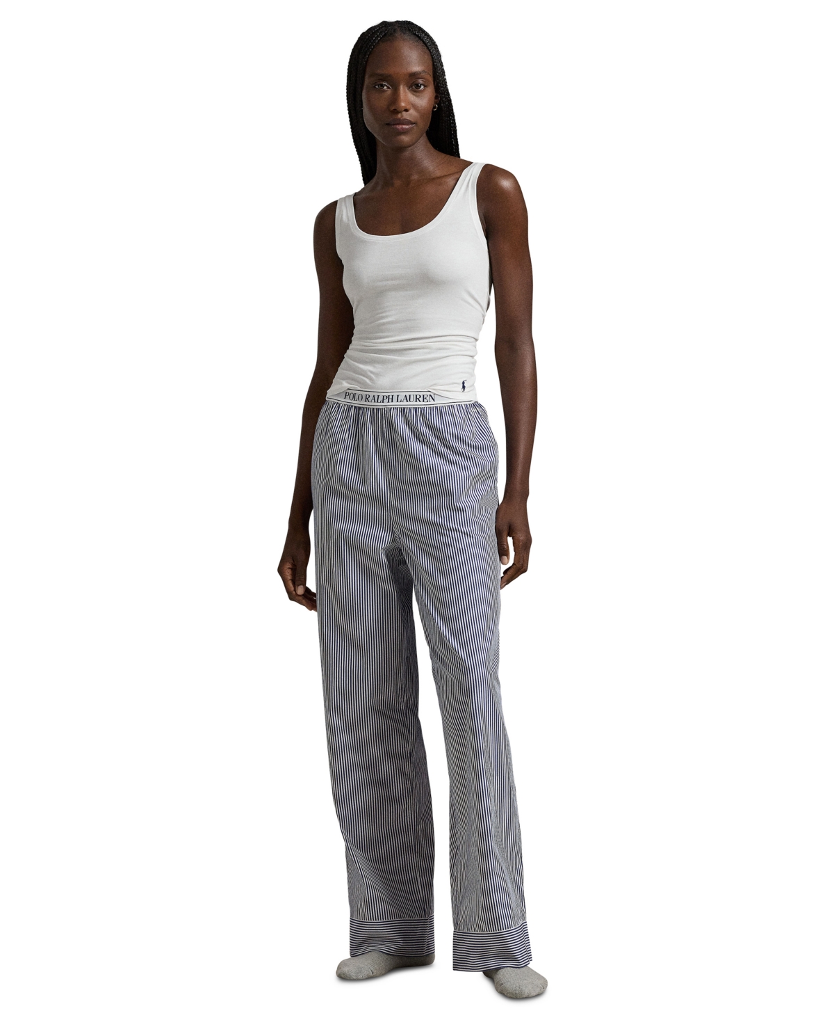 Polo Ralph Lauren Women's Logo Elastic Mid Rise Striped Sleep Pants