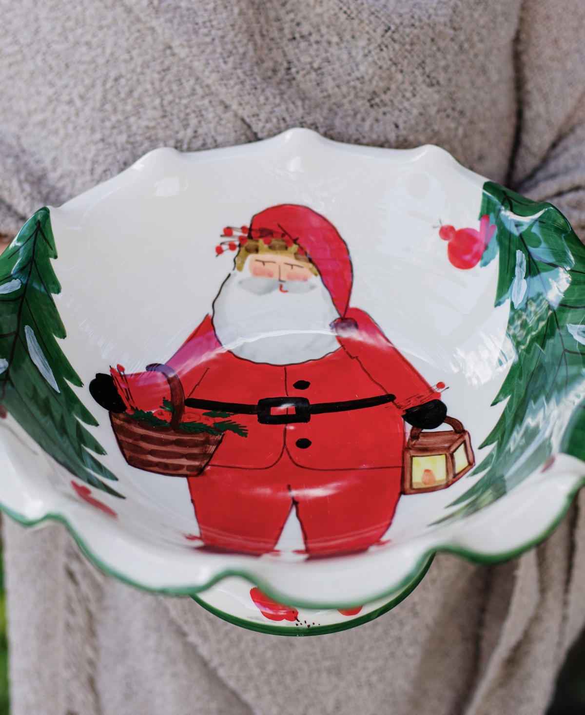 Vietri Old St. Nick Pedestal Fruit Bowl