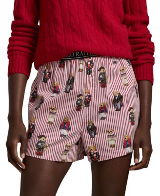 Women's All-Over Bear Striped Sleep Boxers